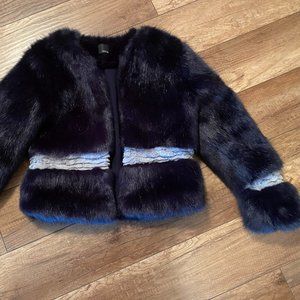Greylin Faux Fur Jacket Fringe Sleeve